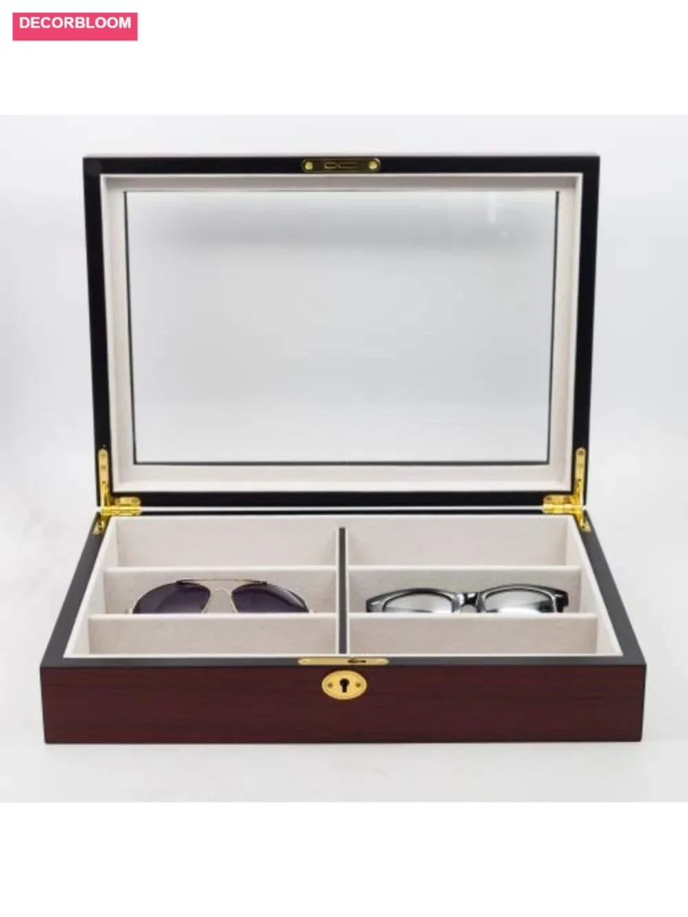 Extra Large Wood Sunglass Glasses Display Case Organizer Collector Box with
